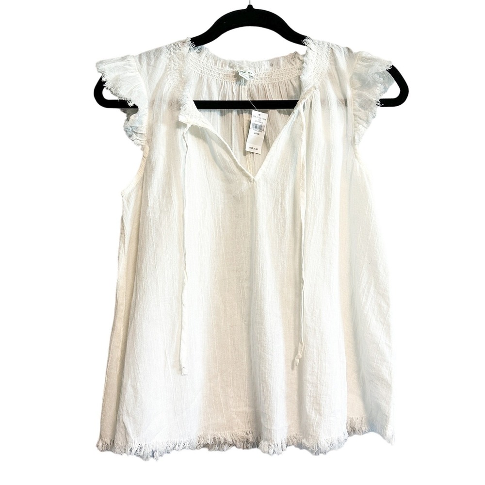 Aerie Ivory Frayed Ruffle Sleeve Boho Blouse NWT Size XS